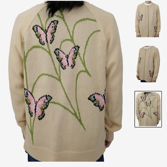 Felt For Every Living Thing Web Knit Sweater Size Large Butterfly Cardigan - Picture 2 of 16